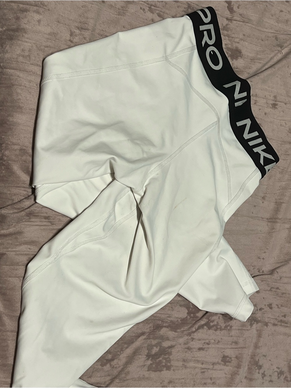Nike White Kids Leggings with Black Branded Waistband